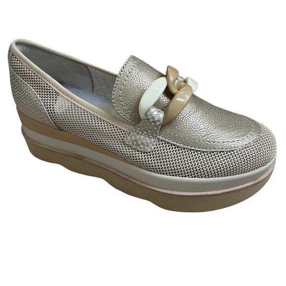 dolce vita Jhenee Platform Sneaker Size 7.5 Gold & Cream Mesh Sides - Picture 1 of 8